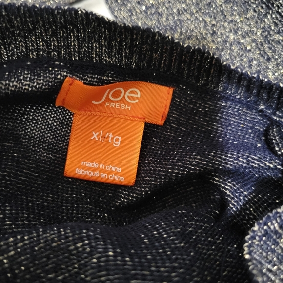 Joe Fresh Blue Gold Metallic Sweater XL - Picture 3 of 6
